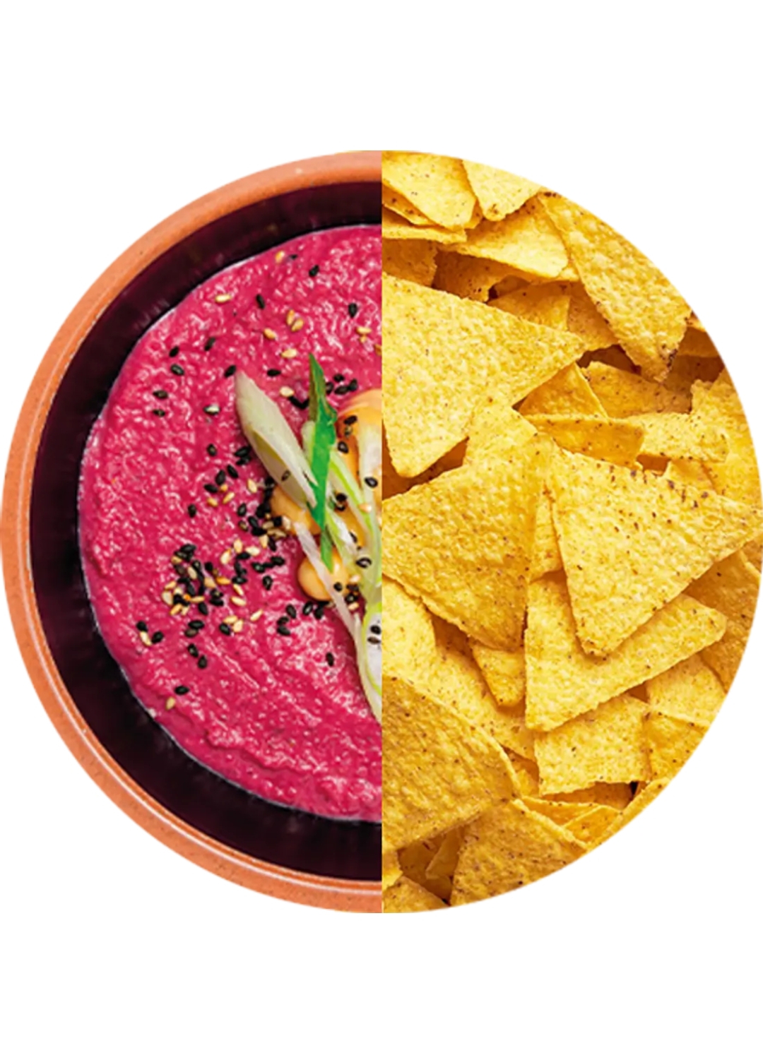 Hummus de remolacha con nachos